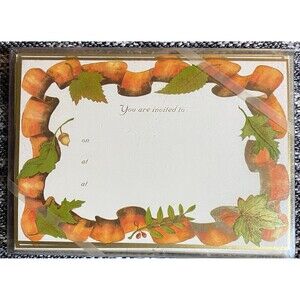 Invitations & Envelopes 2) boxes of 10 Autumn Ribbon Design Thanksgiving Fall